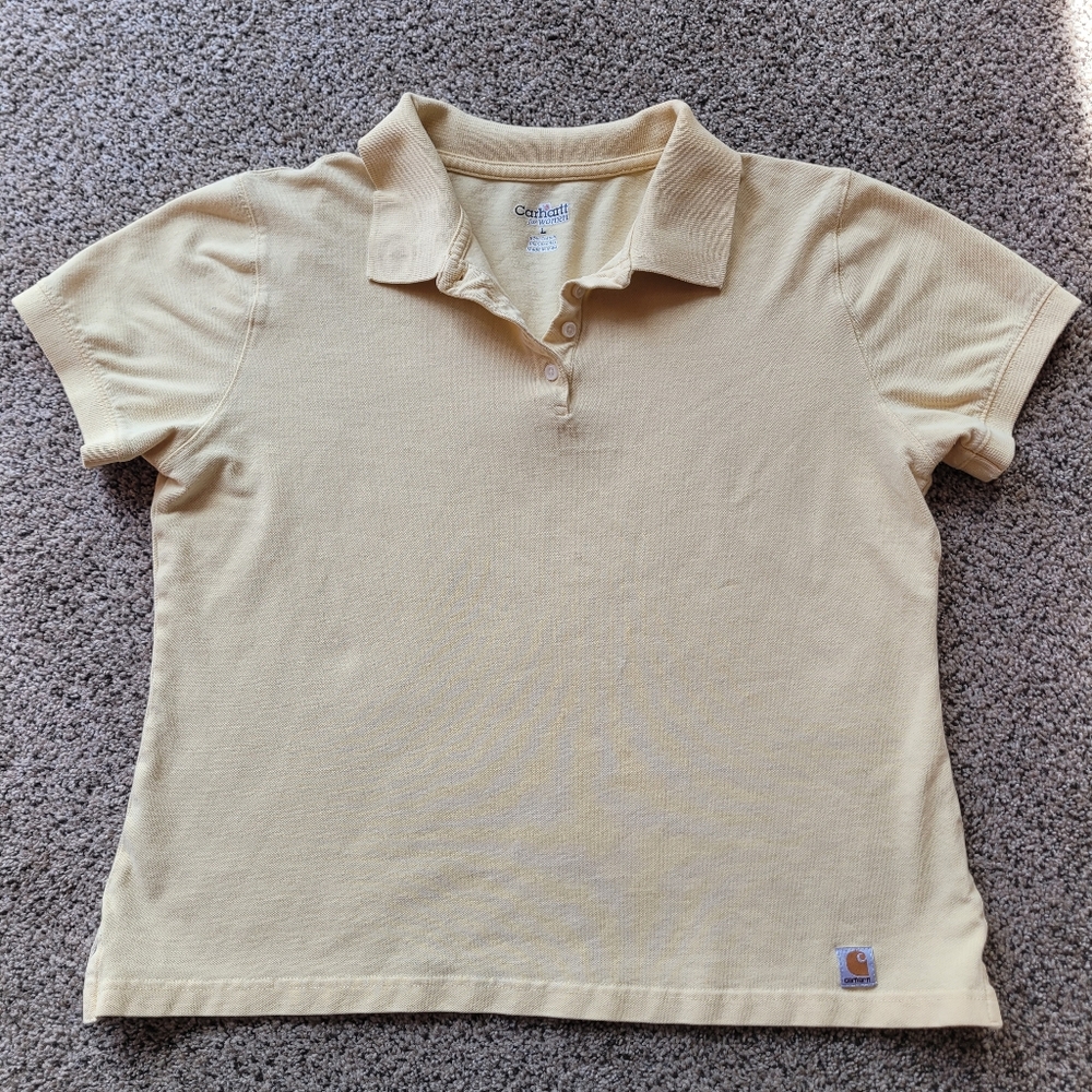 Carhartt Polo Womens L Yellow For Women 4 Button Work Polo Short Sleeve